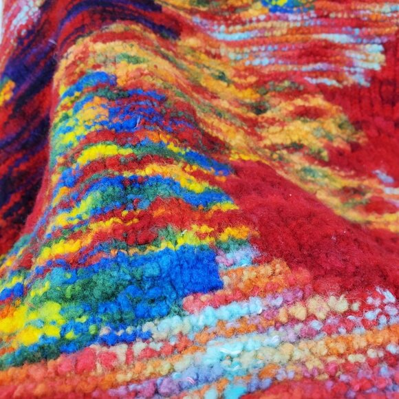 Homemade Abstract Textured Raised 3D Turtleneck Boxy Fit Pullover Sweater Top - Picture 6 of 9